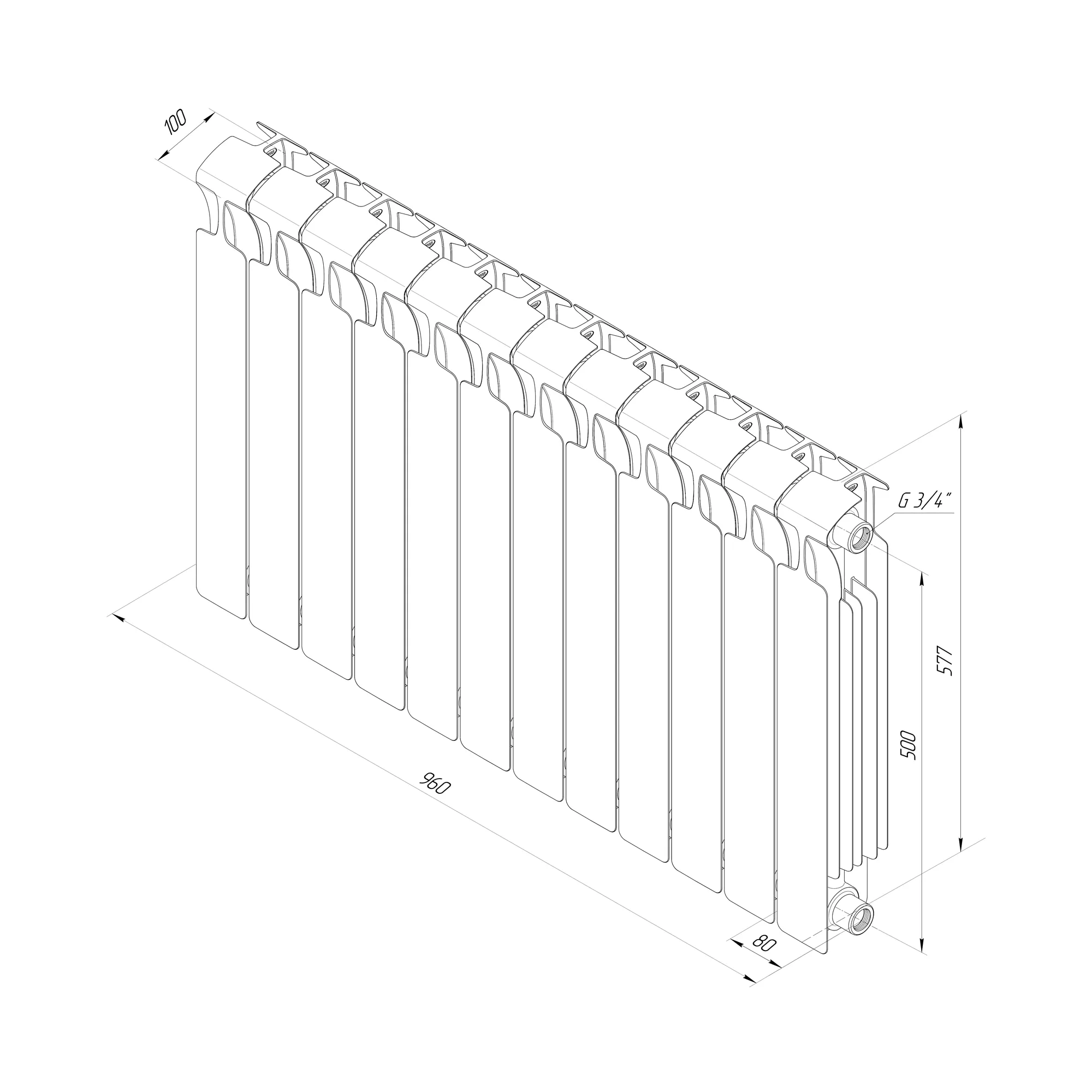 Rifar Monolit 500 12 секций, боковое подключение (бордо) Rifar Monolit 500 12 секций, боковое подключение (бордо)