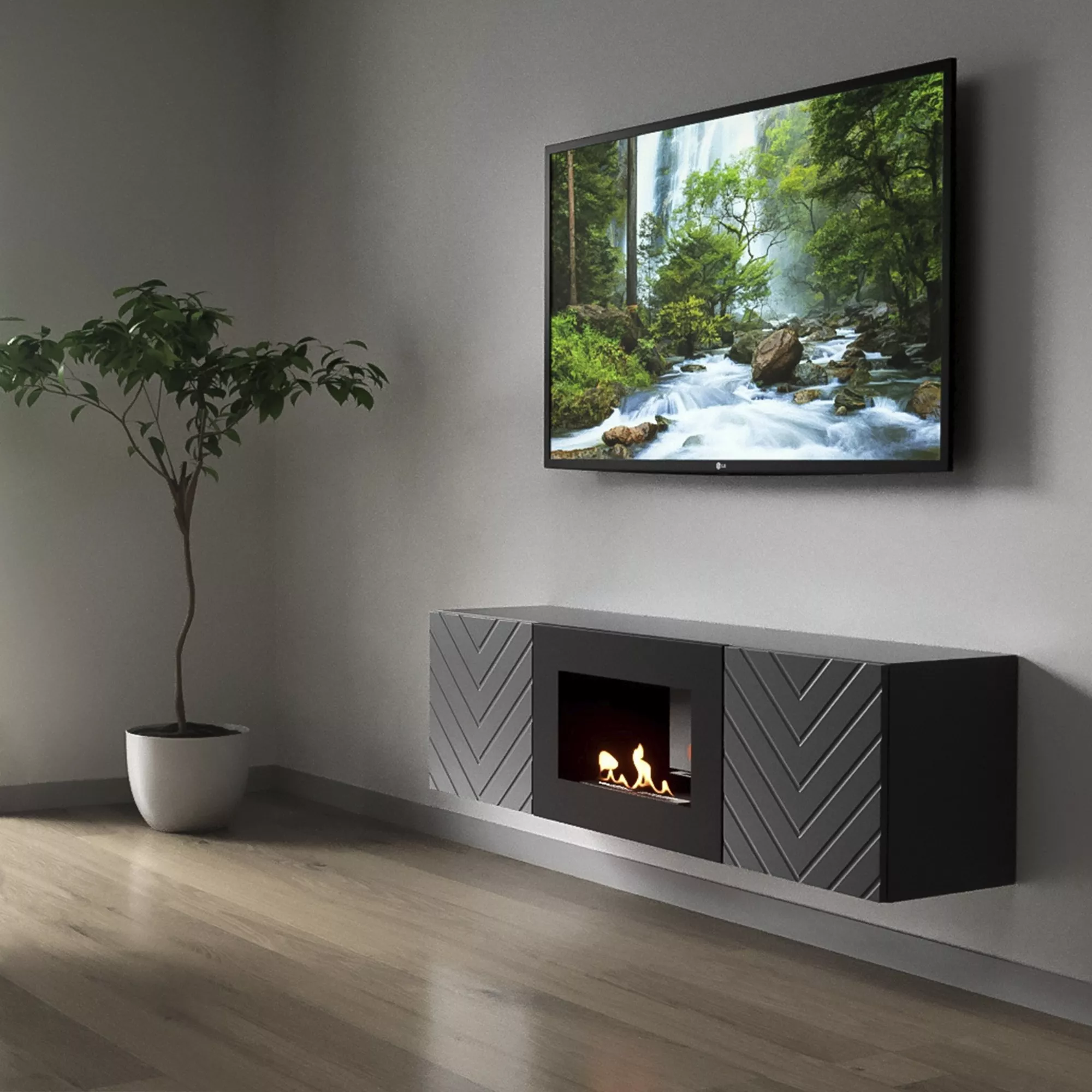 Firelight Тумба с биокамином BFP/P-1400V графит Firelight Тумба с биокамином BFP/P-1400V графит